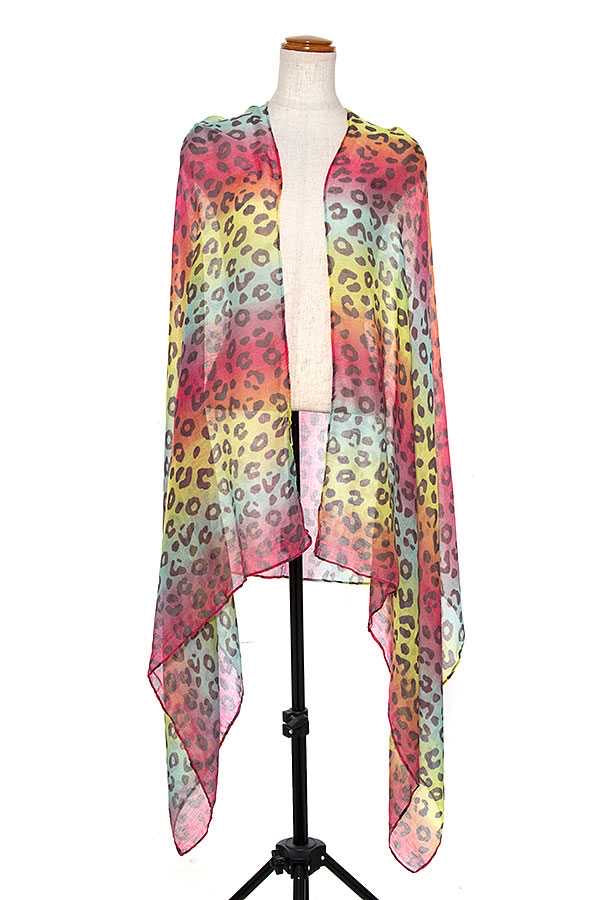 SCF {Leo Rain} Rainbow Leopard Print Scarf