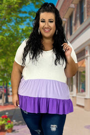 63 CP-L {Call Me Babe} Lavender SALE!! Tiered V-Neck Top PLUS SIZE 1X 2X 3X