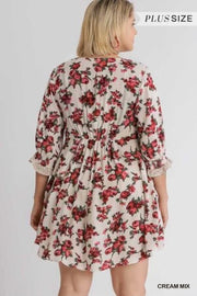 27 CP-D {Stop And Stare} "UMGEE" Creme***SALE*** Mix Floral Dress PLUS SIZE XL 1X 2X