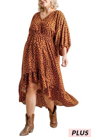 LD-A {Safari Vibes} UMGEE Leopard Print Hi/Low Dress Plus Size XL 1XL 2XL