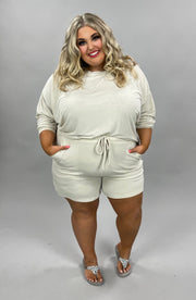 21 SET-M {The Good Life} Khaki  Long Sleeve Short Set SALE!!!  PLUS SIZE 1X 2X 3X