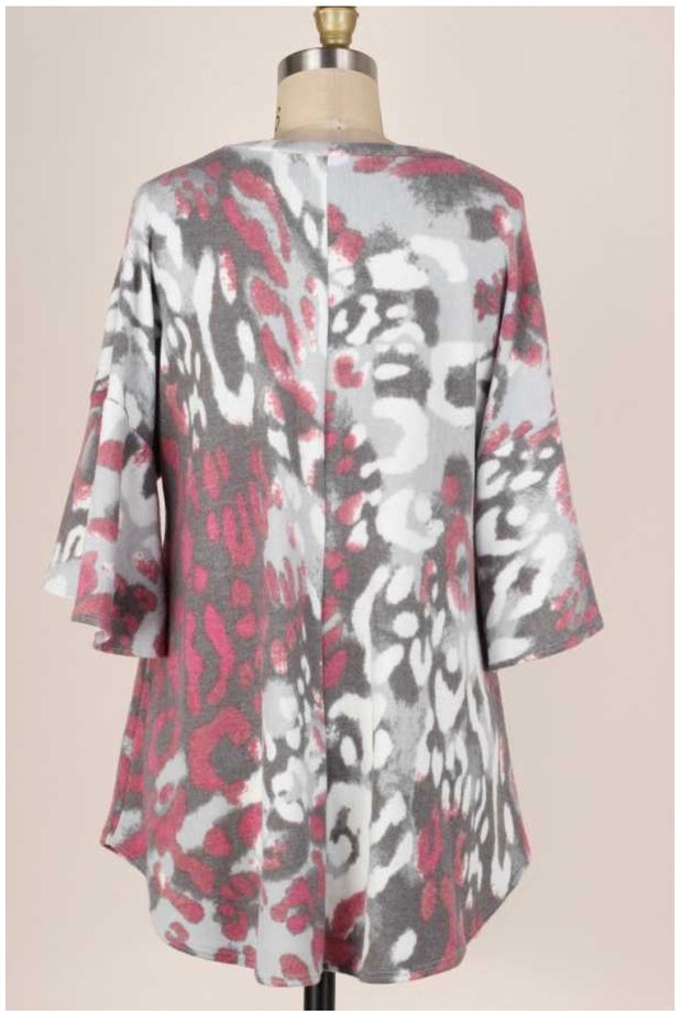 16 PQ-D {Love For You}  ***FLASH SALE*** Grey Mauve Printed Tunic PLUS SIZE XL 2X 3X