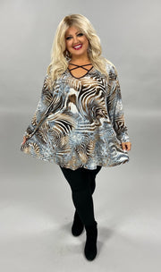 59 OR 26 PLS-D {Zoned For Love} ***FLASH SALE***Blue Print Criss-Cross Tunic EXTENDED PLUS SIZE 4X 5X 6X