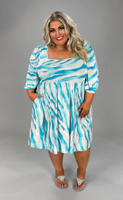 61 PQ-B {Fully Committed} ***SALE***Teal Babydoll Dress PLUS SIZE 1X 2X 3X