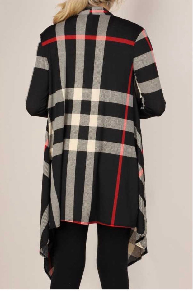 30 OT-C {Not My Type} Black Red Plaid Cardigan PLUS SIZE XL 2X 3X