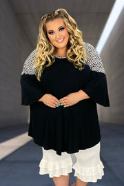 88 CP-G {Remarkable Style} Black Tunic w/Ivory Print CURVY BRAND!!!  EXTENDED PLUS SIZE 4X 5X 6X