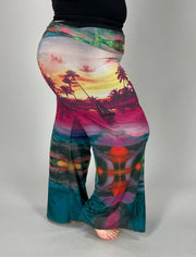 BT-D {Sunset Inspired} Multi-Color Sunset Print Palazzo Pants PLUS SIZE 1X 2X 3X