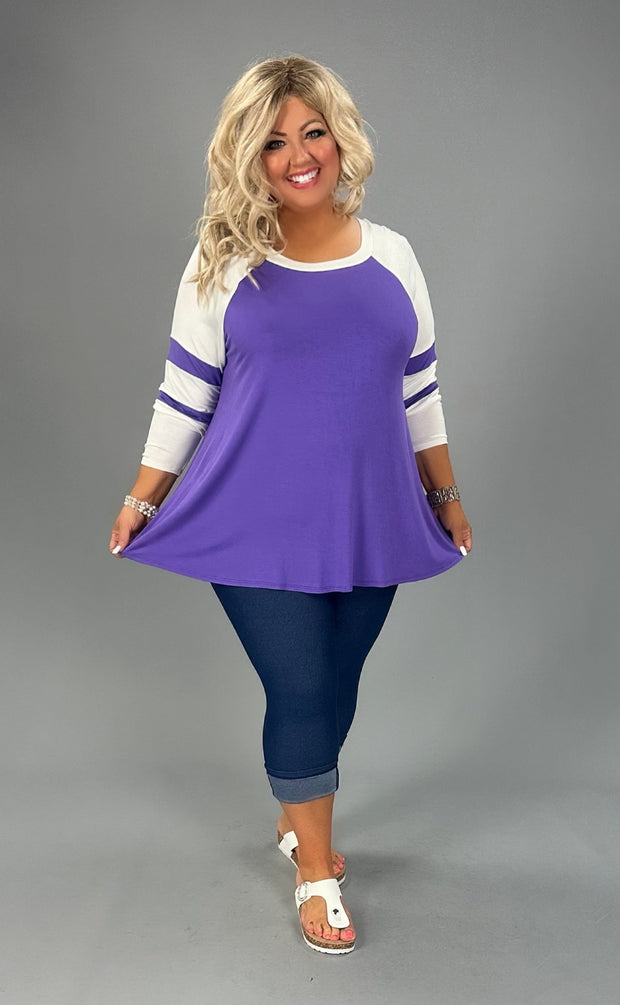 87 CP-C {All The Way Around} Purple Raglan Sleeve Tunic CURVY BRAND!!!  EXTENDED PLUS SIZE XL 2X 3X 4X 5X 6X