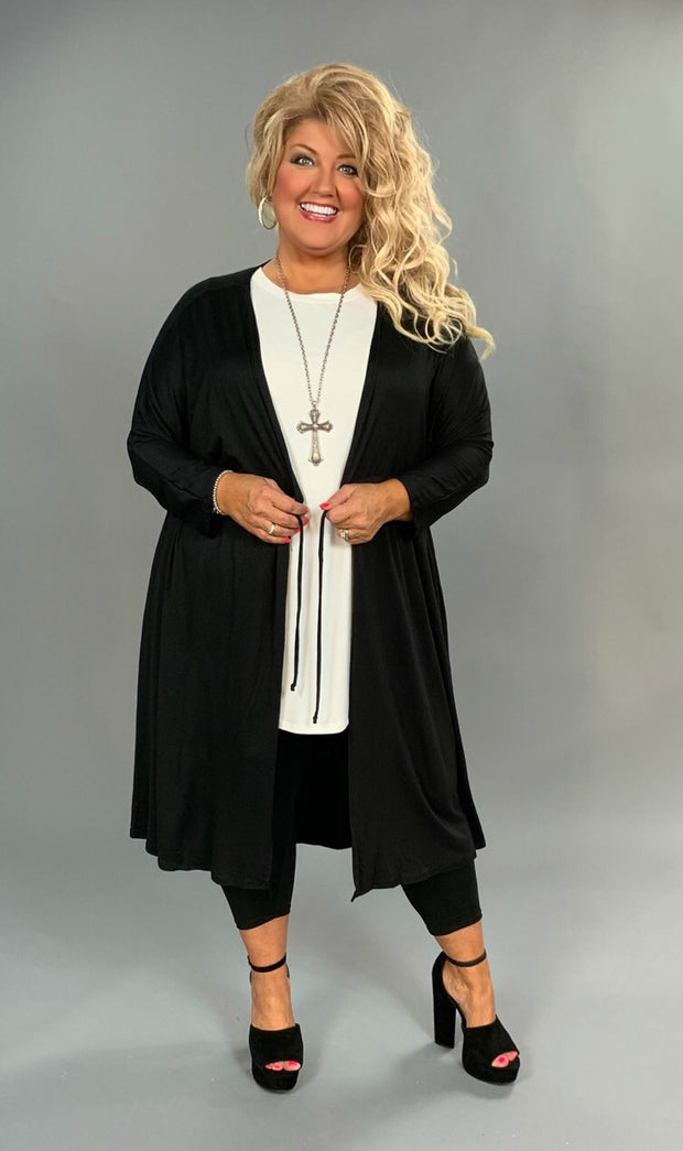 OT-M {Great Day} Black Cardigan with Drawstring Waist