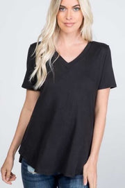 79 SSS-Y {Minimal Effort} Black V-Neck Short Sleeve Top PLUS SIZE 1X 2X 3X