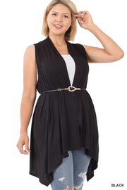 65 OT-T {Little Beauty} Black Asymmetrical Hem Vest PLUS SIZE 1X 2X 3X