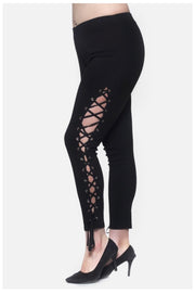 BT-N {Seeking Attention}  Black Lace Up Straight Leg Pants SALE!!!  PLUS SIZE 1X 2X 3X