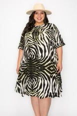 90 PSS {You Better Recognize} Green/Black Print Dress PLUS SIZE 4X 5X 6X