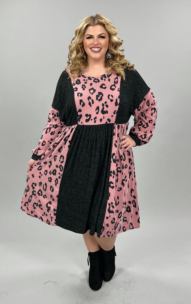 36 CP-D {Out And About} Blush Animal Print Dress PLUS SIZE 1X 2X 3X