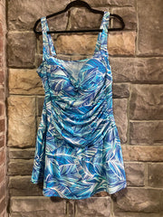 SWIM-N {Emerald Bay} Blue Leaf Print One Piece Swimsuit EXTENDED PLUS SIZE 18 20 22 24