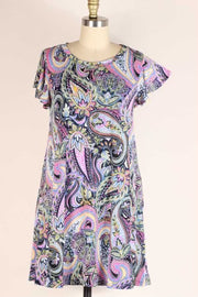 55 PSS-R {Slide On Over} ***SALE***Navy/Multi Paisley Dress PLUS SIZE 1X 2X 3X