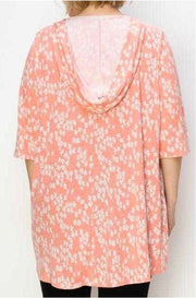 28 PSS-P {Fit As A Fiddle} Peach Floral Hoodie EXTENDED PLUS SIZE 3X 4X 5X 6X***FLASH SALE***