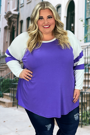 87 CP-C {All The Way Around} Purple Raglan Sleeve Tunic CURVY BRAND!!!  EXTENDED PLUS SIZE XL 2X 3X 4X 5X 6X