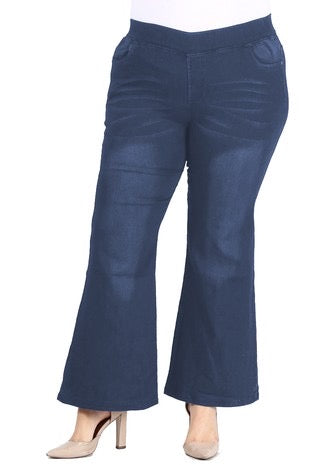 LEG-  {Flared Beauty} Navy Denim Flared Jeans EXTENDED PLUS SIZE 4X/5X  5X/6X