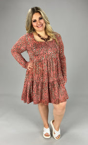 35 PLS-A {Charmed Beauty} Raspberry ***FLASH SALE*** Print Tiered Dress PLUS SIZE 1X 2X 3X