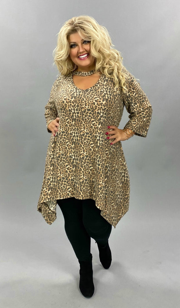 20 PQ-A {Soft Kitten} Animal Print Bar Neck Soft Knit Tunic CURVY BRAND EXTENDED PLUS SIZE 3X 4X 5X 6X