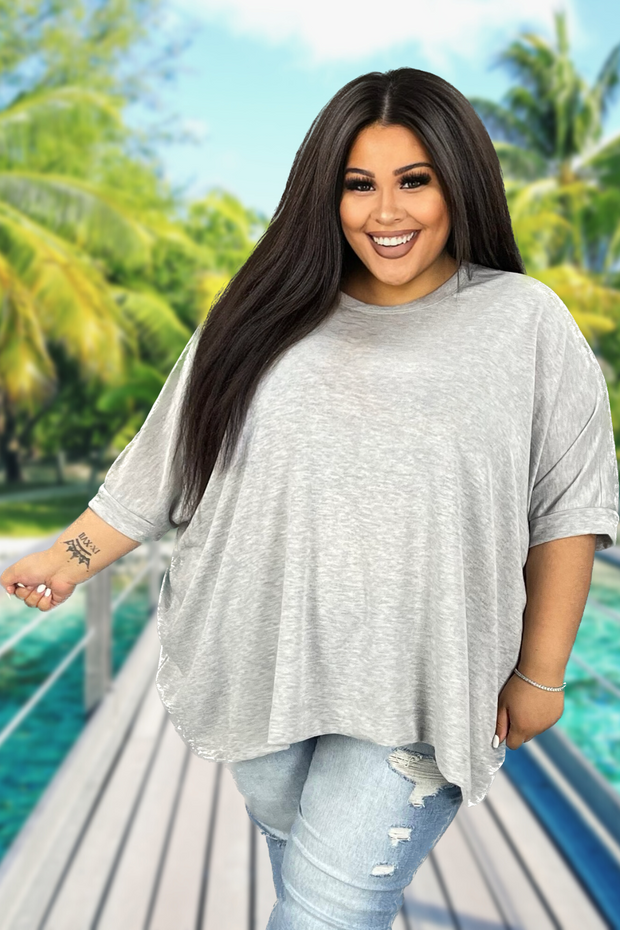 20 SSS-X {Free Forever} H. Grey Oversized Top PLUS SIZE 1X/2X  2X/3X