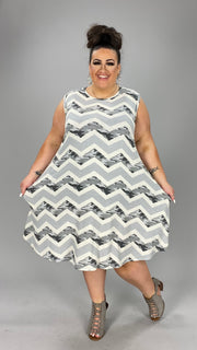 52 SV-B {March To The Beat} Lt. Grey/Camo Chevron Print Dress EXTENDED PLUS SIZE 3X 4X 5X