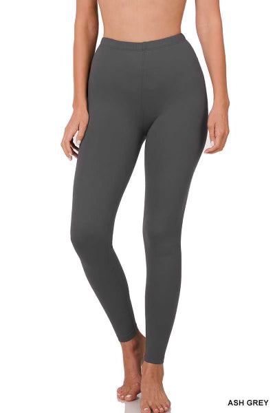 LEG-24 {Leg Up} Ash Grey Microfiber Full Length Leggings PLUS SIZE 1X 2X 3X