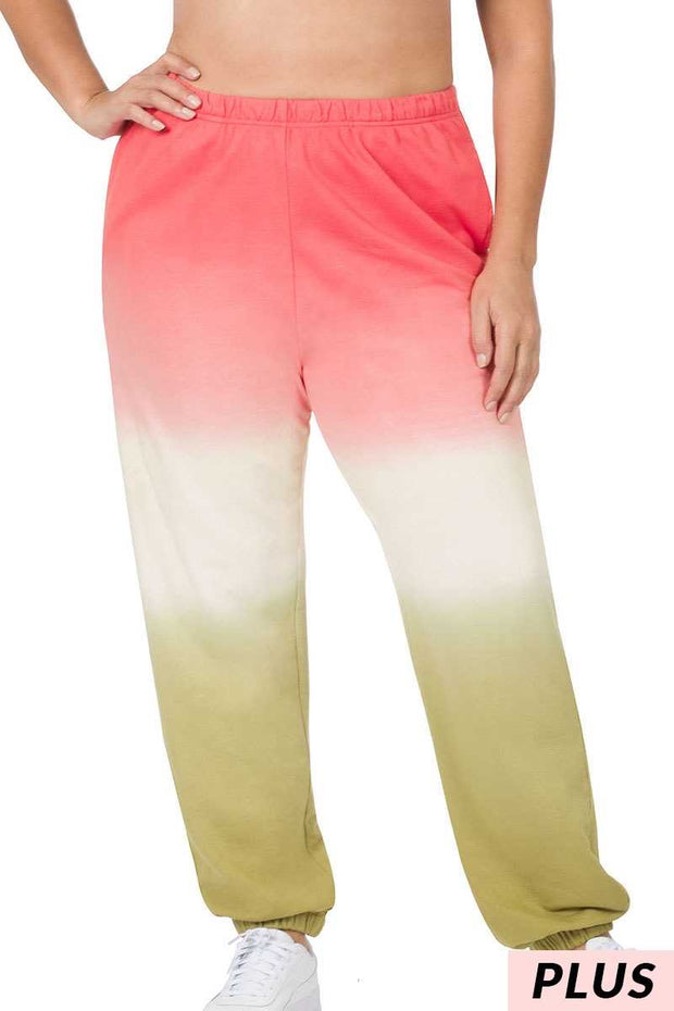 LEG - 99  {My Personal Best} Desert Rose/Olive Dip-Dye Joggers SALE!!! PLUS SIZE 1X 2X 3X