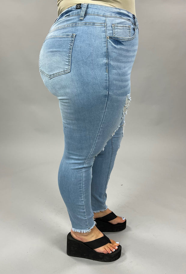 BT-Y {Elite Elevate} High Rise Light Distressed Denim