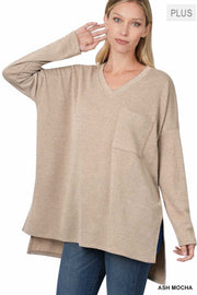 94 SLS-T {All On You} Ash Mocha Melange Jacquard Top SALE!!! PLUS SIZE 1X 2X 3X