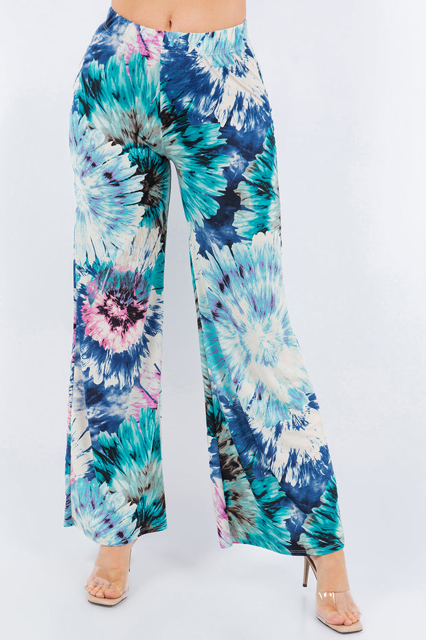 BT-R {Keep It Laid-Back} Blue  Starburst Wide Leg Pants PLUS SIZE 1X 2X 3X