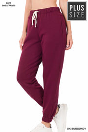 LEG-8 {Simply Cozy} Dk. Burgundy Fleece Lined Jogging Pants SALE!!! PLUS SIZE 1X 2X 3X