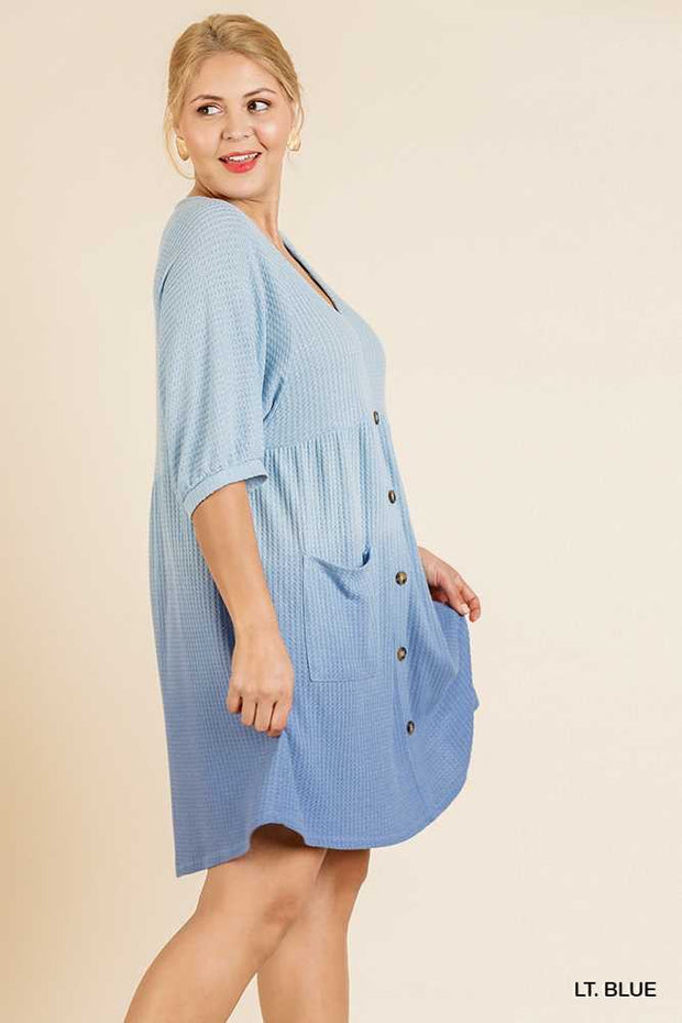 PSS-E {Atmosphere} "UMGEE" Sale! Blue Gradient Babydoll Dress PLUS SIZE XL 1X 2X