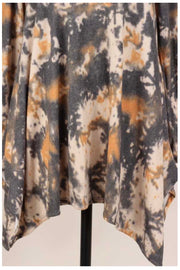 PLS-E {Artist's Vision} Grey Taupe Mustard Tie Dye Knit SALE!! Tunic PLUS SIZE XL 2X 3X