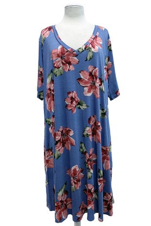 75 PSS-B {What A Vision} Blue Floral SALE!!  Dress EXTENDED PLUS SIZE 3X 4X 5X