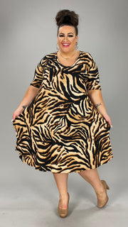 97 PSS-I {No Invitations} Brown Animal Print Dress EXTENDED PLUS SIZE 3X 4X 5X