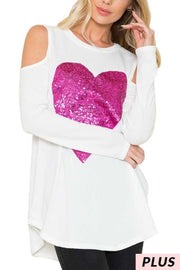 26 OS-B {The Heart Speaks} Ivory Open Shoulder Heart Top SALE!!! PLUS SIZE 1X 2X 3X