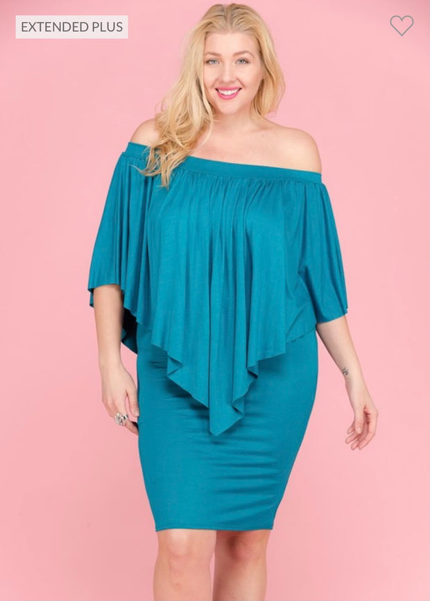 75 OS-B {The Randa} Jade Off Shoulder Dress SALE!!!  PLUS SIZE 1X 2X 3X