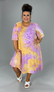 81 PSS-A {Color My Day} Yellow Tie Dye Dress W/Pockets PLUS SIZE 1X 2X 3X