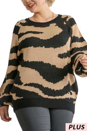 28 PLS-C {Set The Trend}  UMGEE Taupe/Black Sweater PLUS SIZE XL 1X 2X