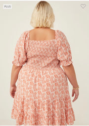 77 PSS-A {Take A Second Look} Dusty Pink Smocked Dress PLUS SIZE 1X 2X 3X