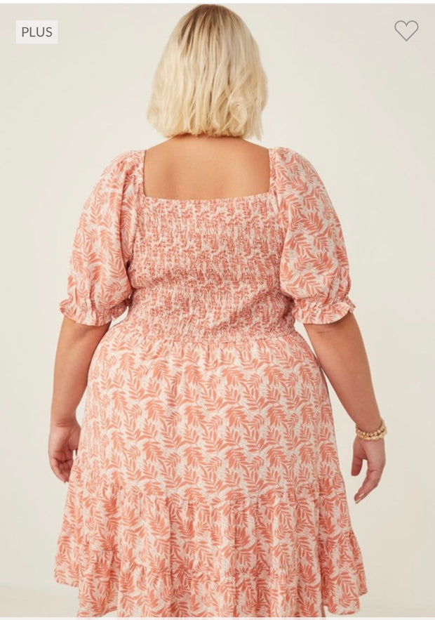 77 PSS-A {Take A Second Look} Dusty Pink Smocked Dress PLUS SIZE 1X 2X 3X