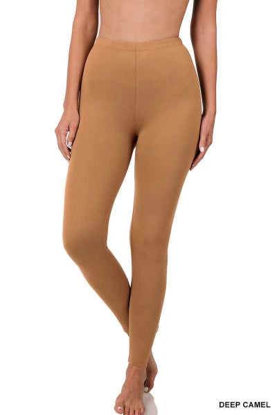 LEG-24 {Leg Up} Deep Camel Microfiber Full Length Leggings PLUS SIZE 1X 2X 3X