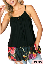 24 SV-V {Private Oasis} SALE!! Black Floral Ruffle Top PLUS SIZE 1X 2X 3X