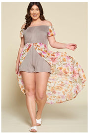 FLASH SALE!! RP-C {Sheer Goddess} Olive Sheer Tan Floral Overlay PLUS SIZE 1X 2X 3X SALE!!