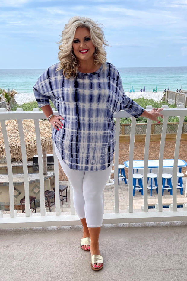 81 PQ-U {Better Believe It} Navy SALE! Tie Dye Tunic PLUS SIZE XL 2X 3X