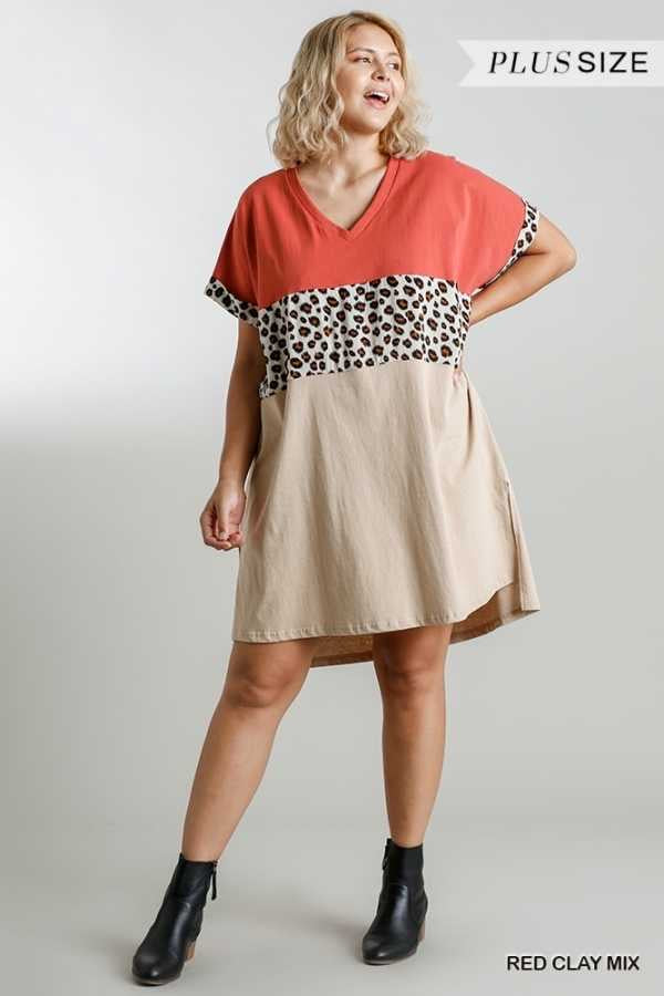 71 CP-B {Naturally Inclined} UMGEE Dress Animal Contrast Plus Size XL 1XL 2XL***SALE***