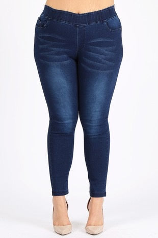 BIN -   {Free To Dream} Dark Blue Jeggings EXTENDED PLUS SIZE 4X/5X  5X/6X