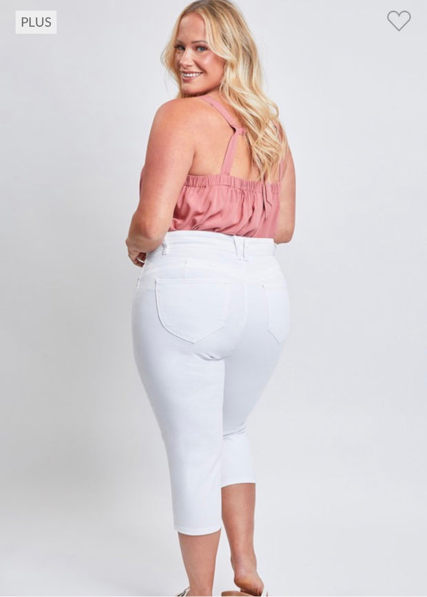 BT-Q {Royalty For Me} White Ripped Capri Jeans EXTENDED PLUS SIZE 14 16 18 20 22 24